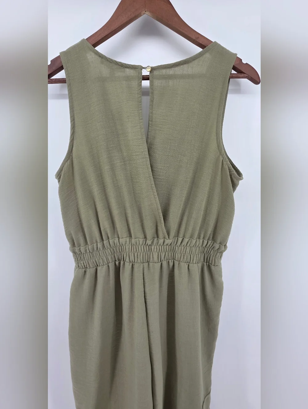 As U Wish Juniors' Olive Green Drawstring Waist Cargo Jumpsuit - Size Large - Picture 8 of 16